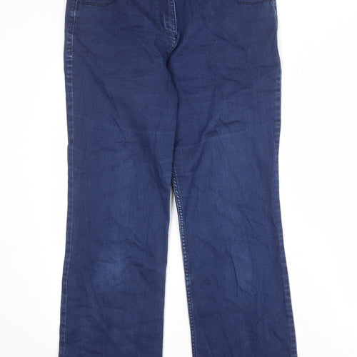Classic Womens Blue Cotton Bootcut Jeans Size 32 in Regular Zip