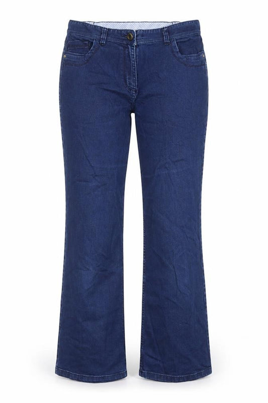 Front view of Classics women’s blue cotton bootcut jeans, size UK 32, in regular zip