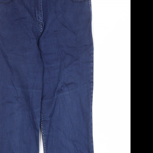 Classic Womens Blue Cotton Bootcut Jeans Size 32 in Regular Zip