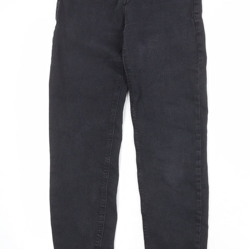 Bershka Womens Black Cotton Skinny Jeans Size 4 Regular Zip