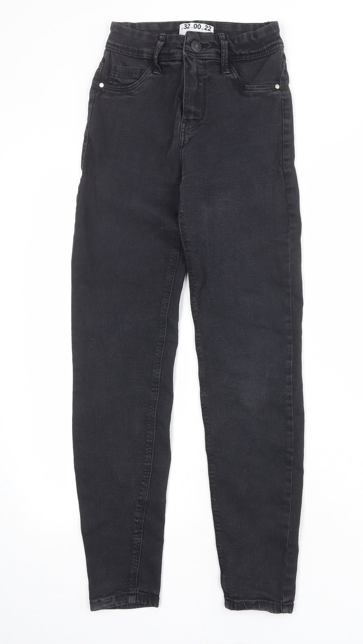 Bershka Womens Black Cotton Skinny Jeans Size 4 Regular Zip