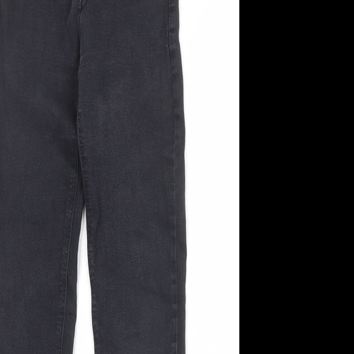 Bershka Womens Black Cotton Skinny Jeans Size 4 Regular Zip