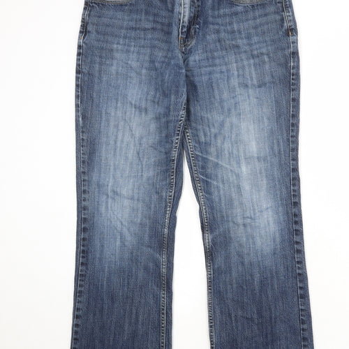 NEXT Mens Blue Cotton Bootcut Jeans Size 32 in Regular Zip