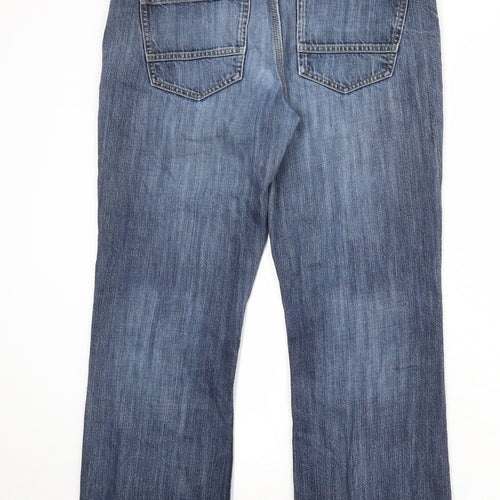 NEXT Mens Blue Cotton Bootcut Jeans Size 32 in Regular Zip