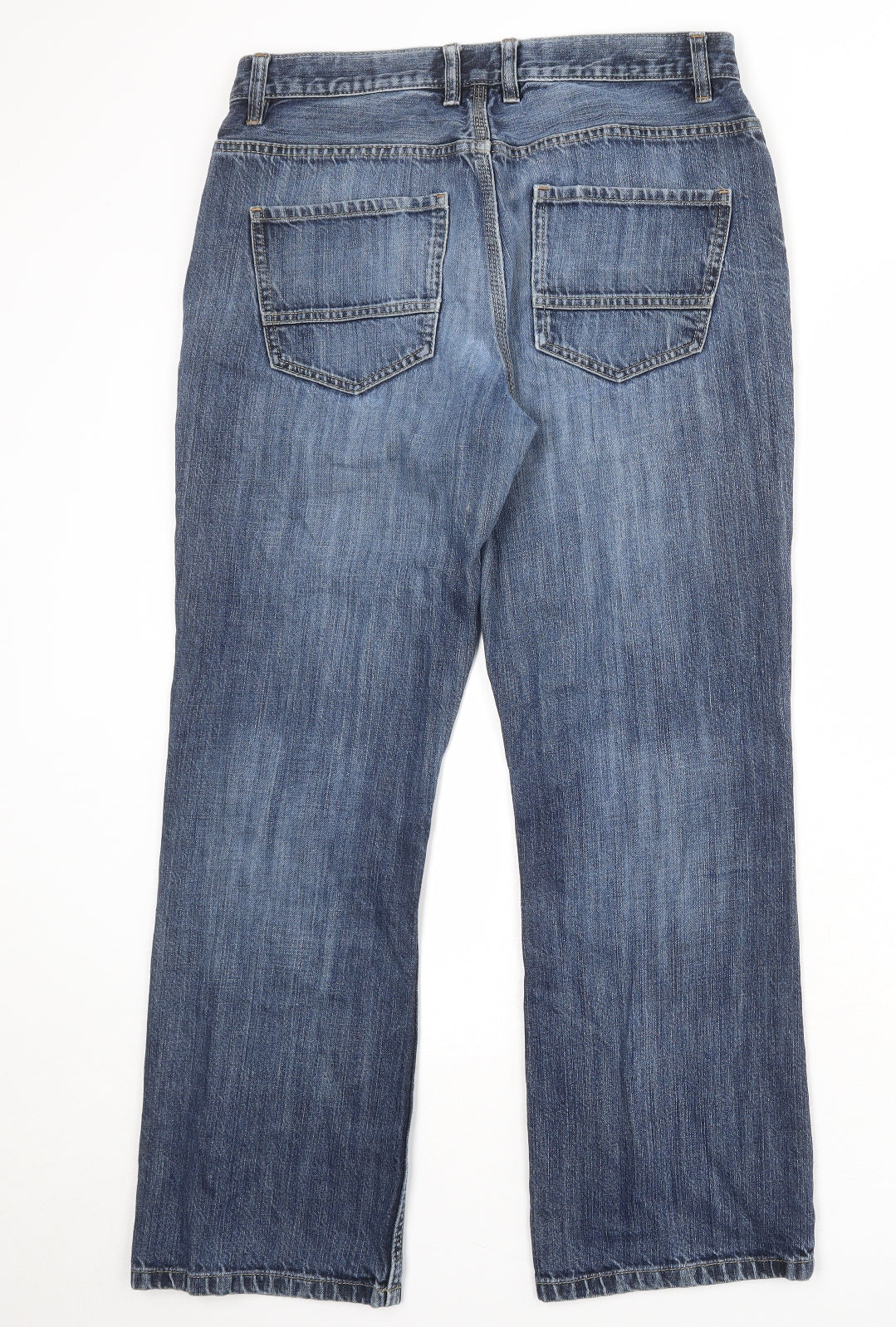 NEXT Mens Blue Cotton Bootcut Jeans Size 32 in Regular Zip