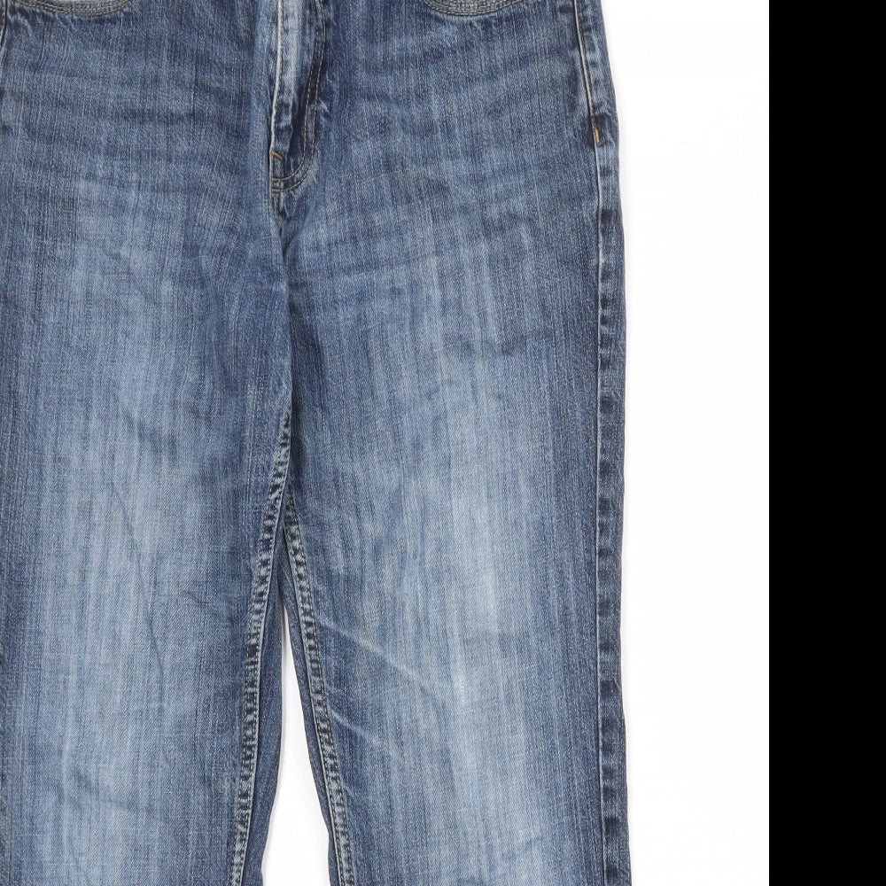 NEXT Mens Blue Cotton Bootcut Jeans Size 32 in Regular Zip