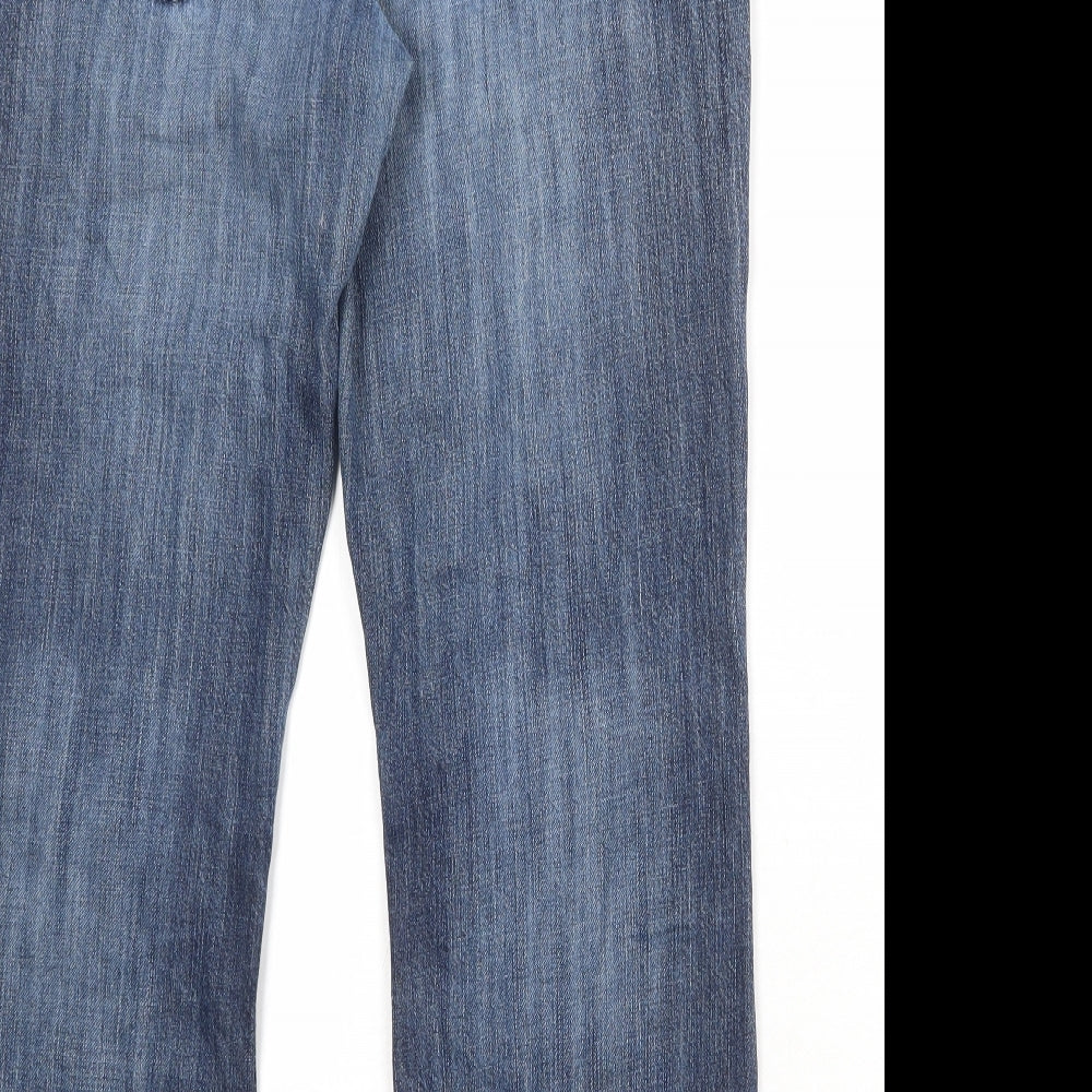 NEXT Mens Blue Cotton Bootcut Jeans Size 32 in Regular Zip