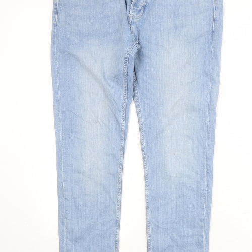 Topman Mens Blue Cotton Skinny Jeans Size 36 in Regular Button