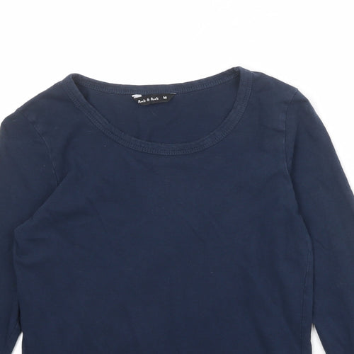 Rock & Rock Womens Blue 100% Cotton Basic T-Shirt Size M Round Neck