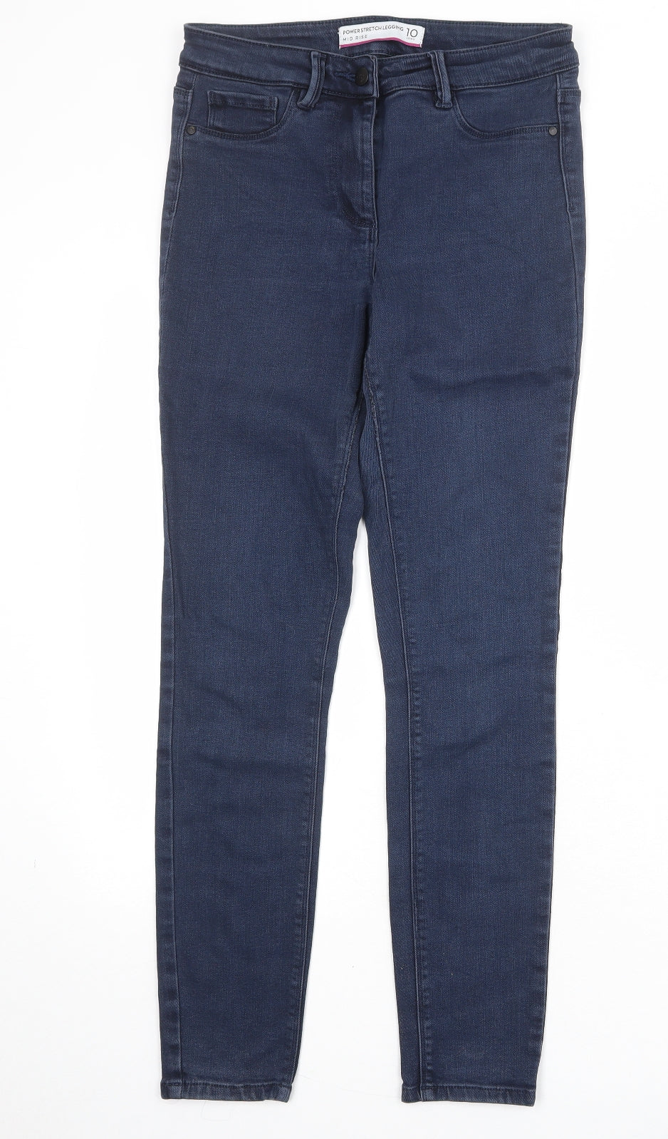 NEXT Womens Blue Cotton Skinny Jeans Size 10 Regular Zip