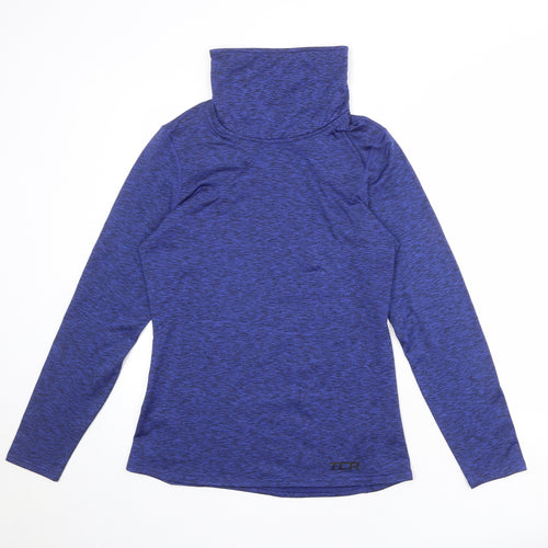 TCA Womens Blue Polyester Pullover Casual Size M High Neck Pullover
