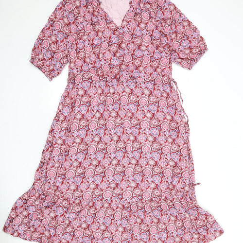b.young Womens Multicoloured Geometric Polyester Trapeze & Swing Size 8 V-Neck Pullover