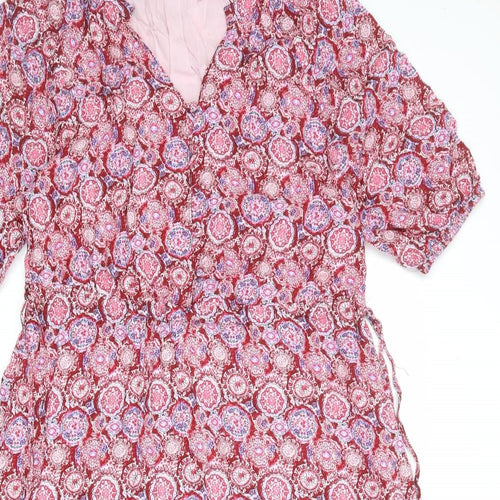 b.young Womens Multicoloured Geometric Polyester Trapeze & Swing Size 8 V-Neck Pullover