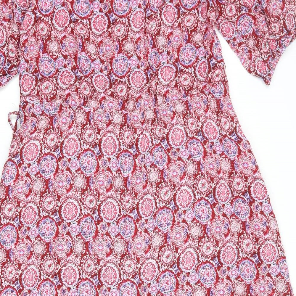 b.young Womens Multicoloured Geometric Polyester Trapeze & Swing Size 8 V-Neck Pullover