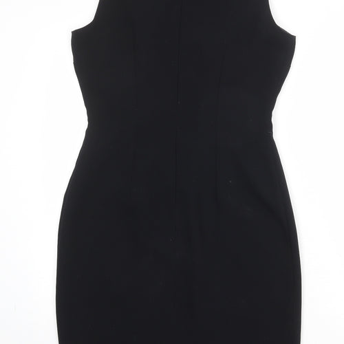 NEXT Womens Black Polyester Shift Size 10 Round Neck Zip