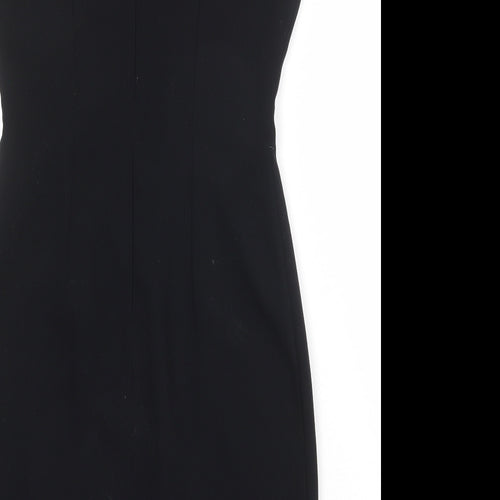 NEXT Womens Black Polyester Shift Size 10 Round Neck Zip
