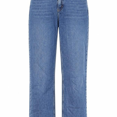 Topshop Womens Blue Cotton Straight Jeans Size 30 in Regular Zip