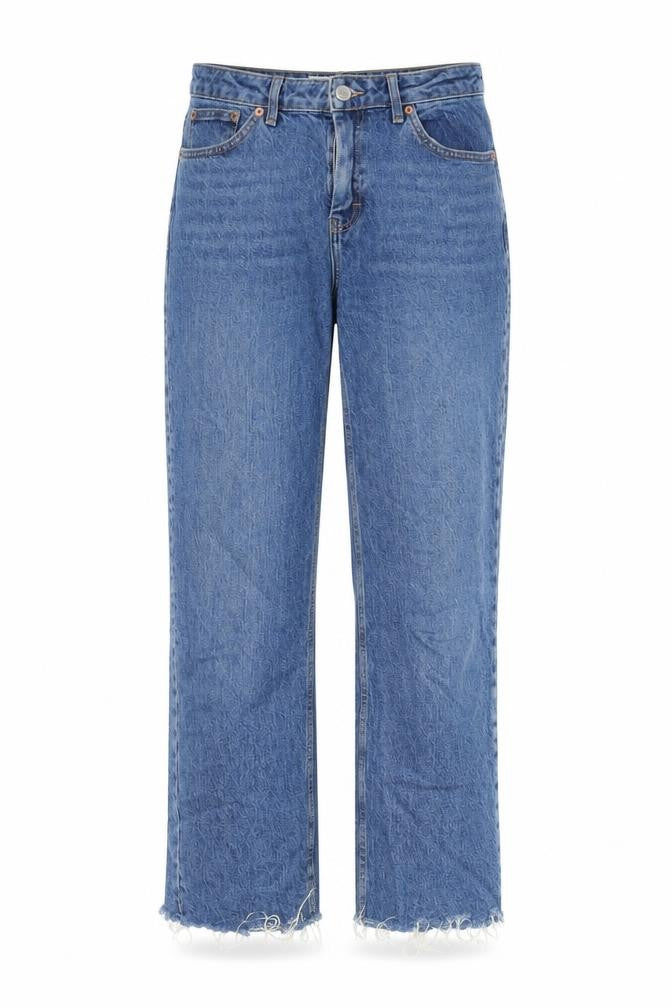 Topshop Womens Blue Cotton Straight Jeans Size 30 in Regular Zip