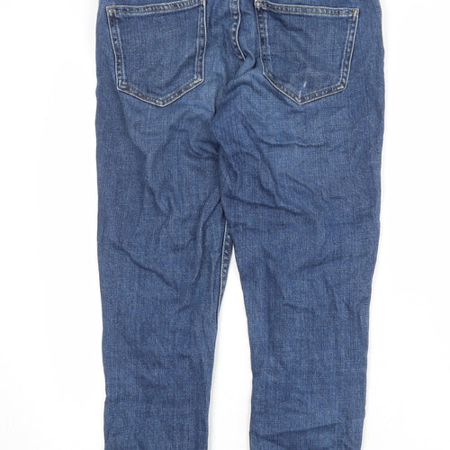 Topshop Womens Blue Cotton Tapered Jeans Size 28 in Regular Zip