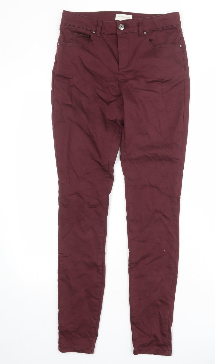 Monsoon Womens Red Cotton Skinny Jeans Size 8 Regular Zip