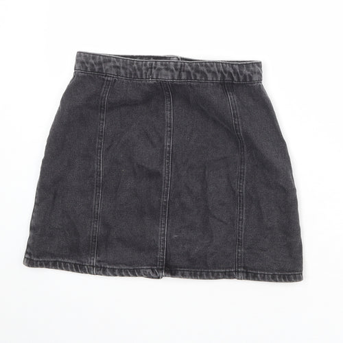 Miss Selfridge Womens Black Polyester A-Line Skirt Size 8 Button