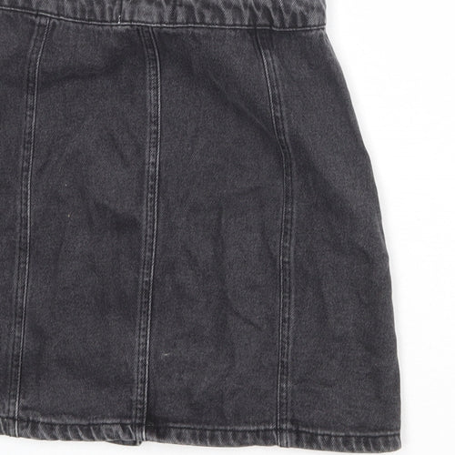 Miss Selfridge Womens Black Polyester A-Line Skirt Size 8 Button