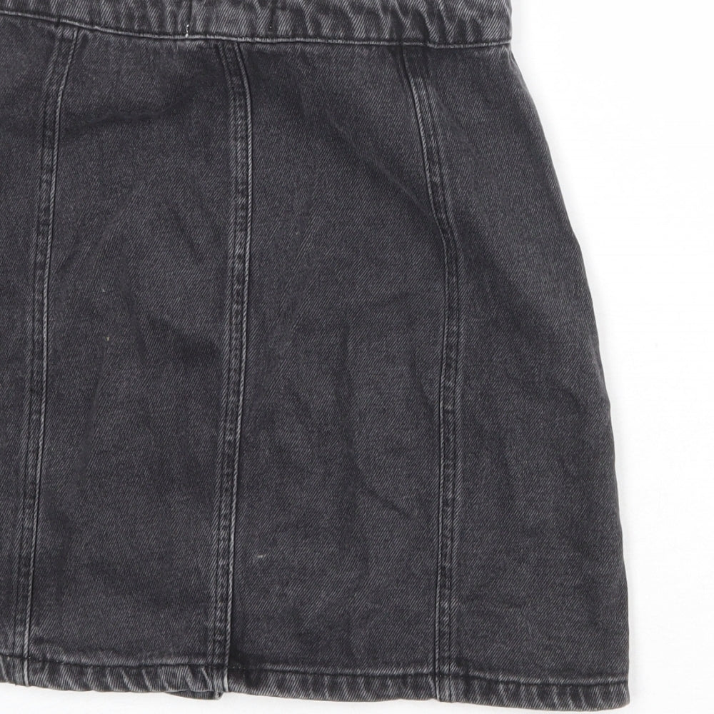 Miss Selfridge Womens Black Polyester A-Line Skirt Size 8 Button