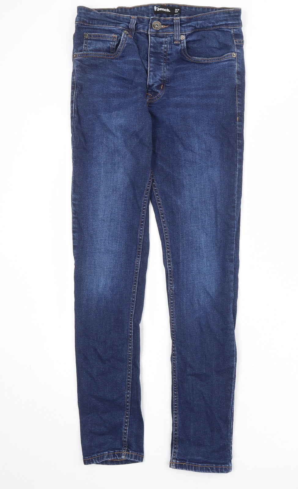 Bench Mens Blue Cotton Skinny Jeans Size 30 in Regular Zip