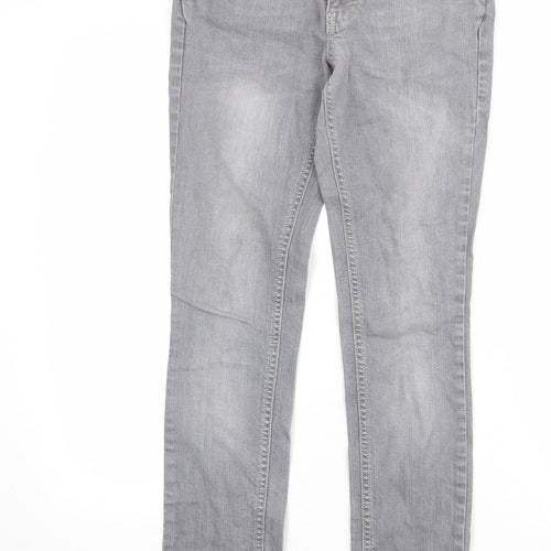 Miss Selfridge Womens Grey Cotton Skinny Jeans Size 8 Regular Zip