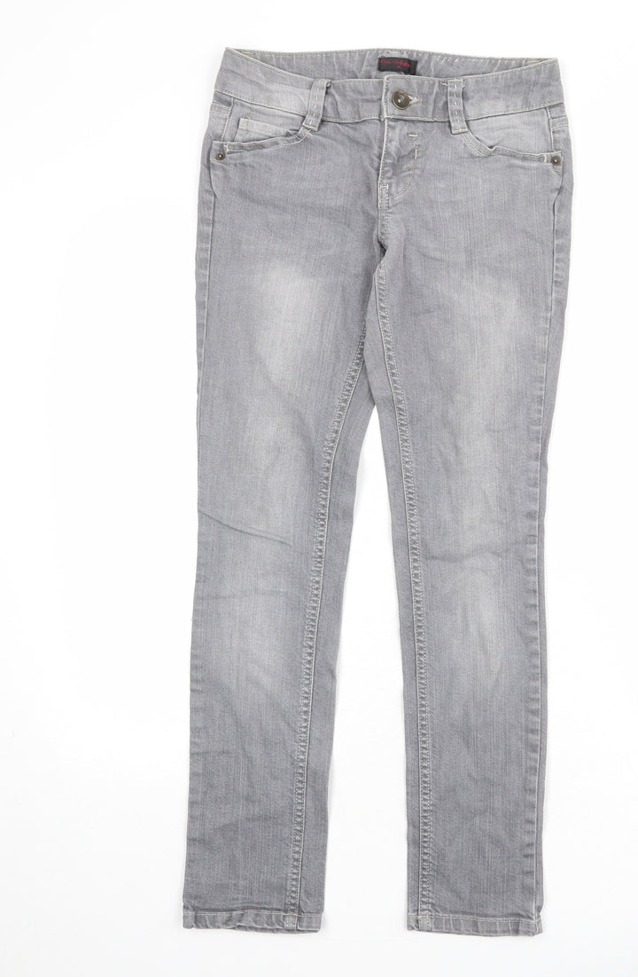 Miss Selfridge Womens Grey Cotton Skinny Jeans Size 8 Regular Zip