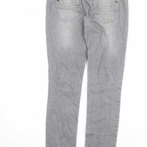 Miss Selfridge Womens Grey Cotton Skinny Jeans Size 8 Regular Zip