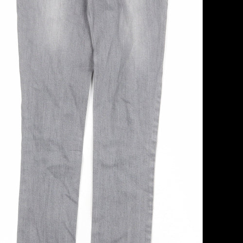 Miss Selfridge Womens Grey Cotton Skinny Jeans Size 8 Regular Zip