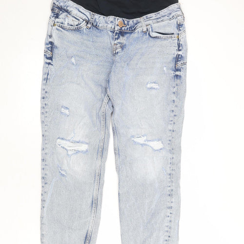 River Island Womens Blue Cotton Tapered Jeans Size 12 Regular Button