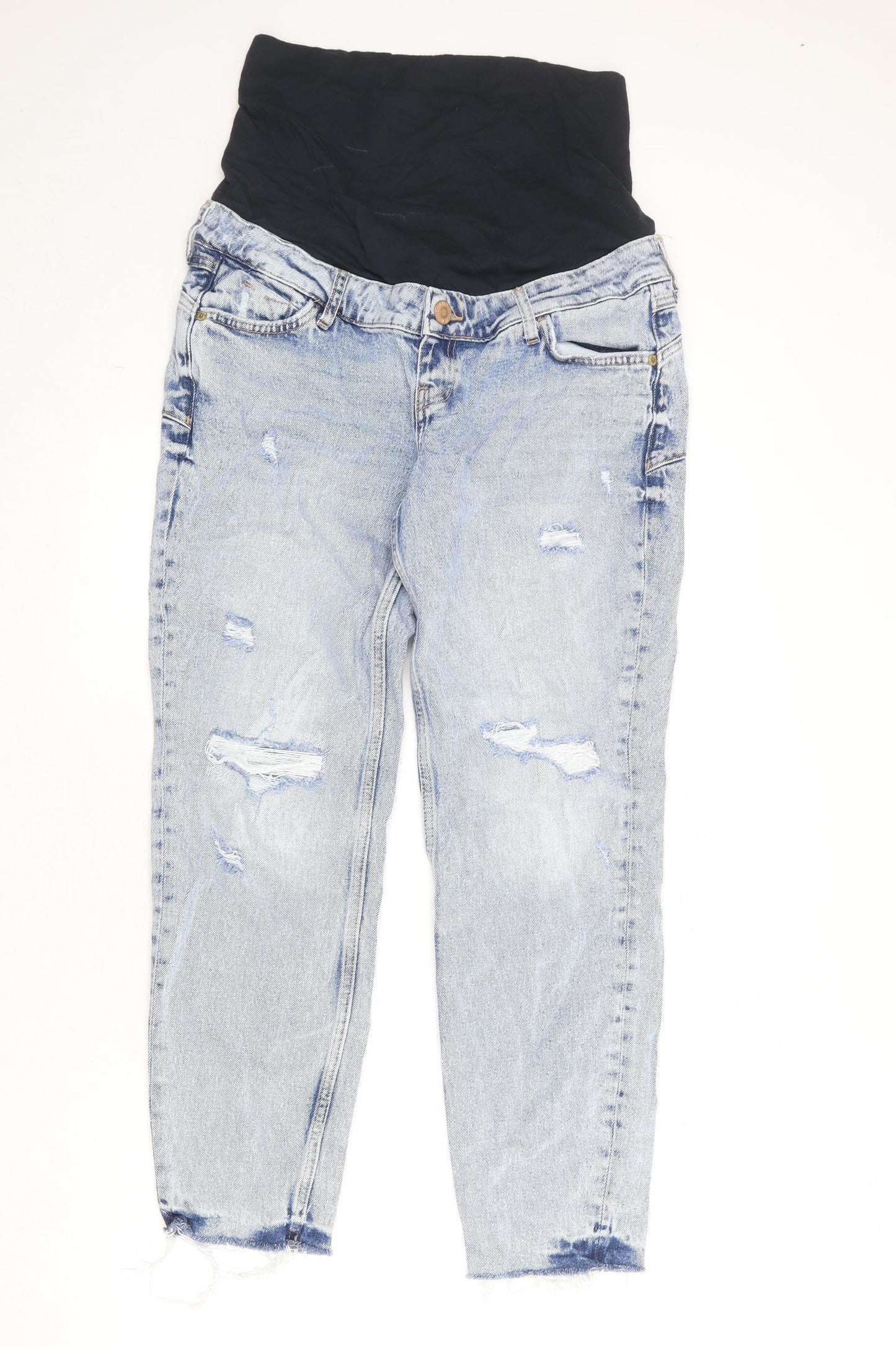 River Island Womens Blue Cotton Tapered Jeans Size 12 Regular Button