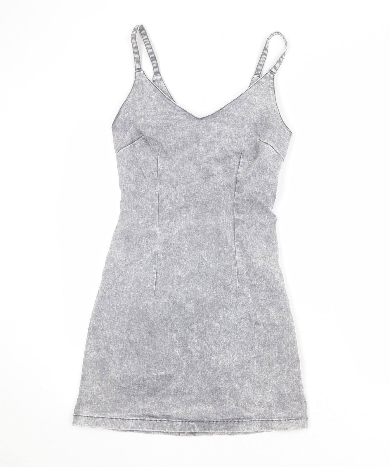 New Look Womens Grey Polyester Tank Dress Size 10 V-Neck Zip