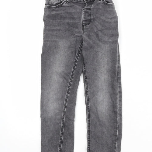 NEXT Boys Grey Cotton Skinny Jeans Size 5-6 Years Regular Snap
