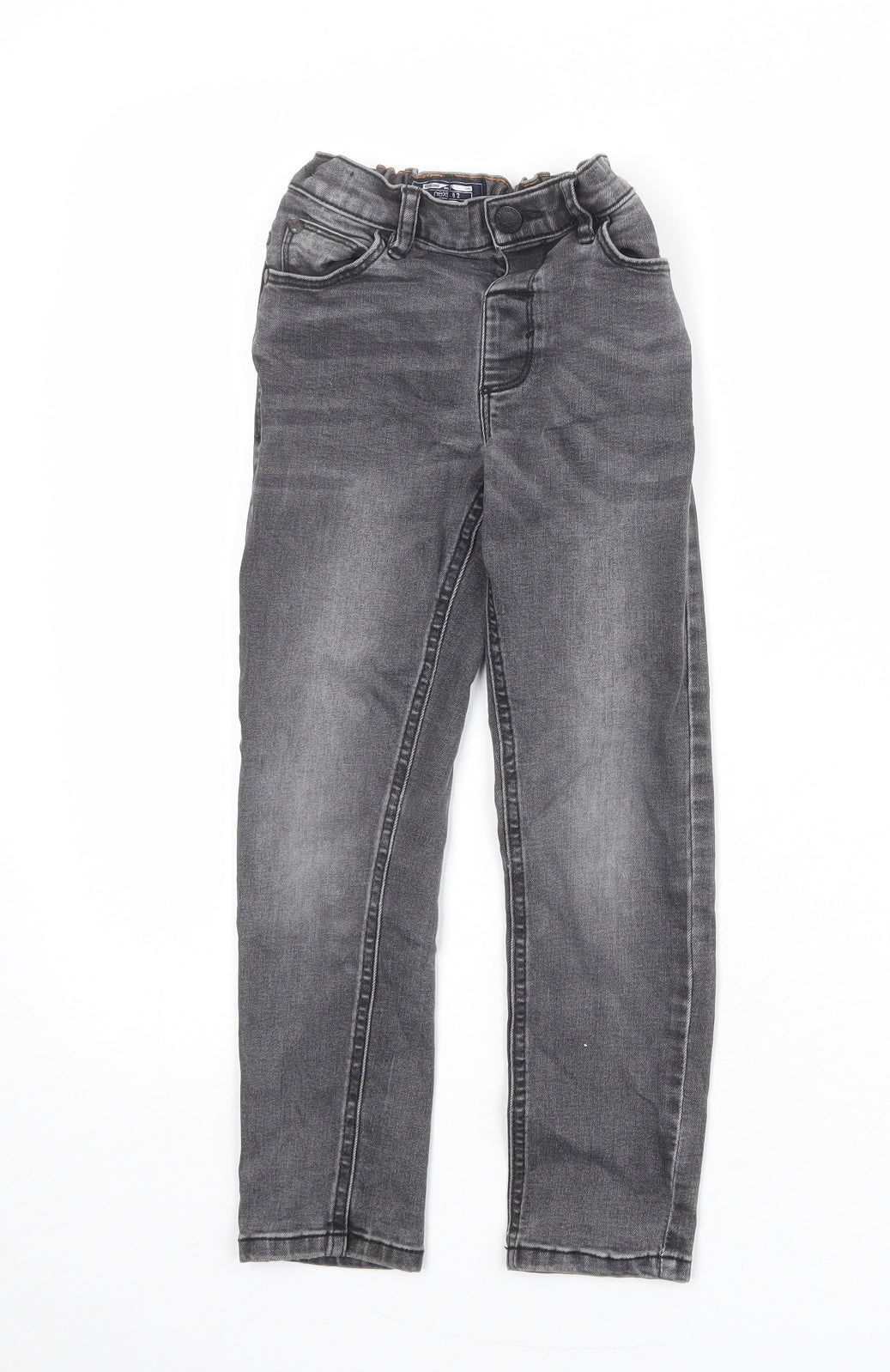 NEXT Boys Grey Cotton Skinny Jeans Size 5-6 Years Regular Snap
