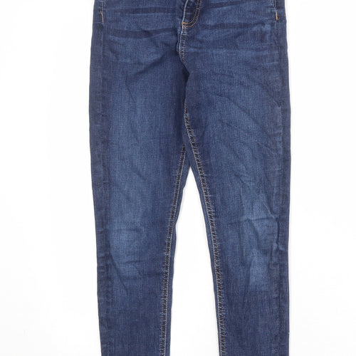 Miss Selfridge Womens Blue Cotton Skinny Jeans Size 6 Regular Zip