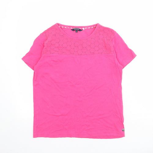 Maine Womens Pink 100% Cotton Basic T-Shirt Size 14 Round Neck