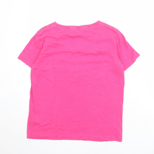 Maine Womens Pink 100% Cotton Basic T-Shirt Size 14 Round Neck
