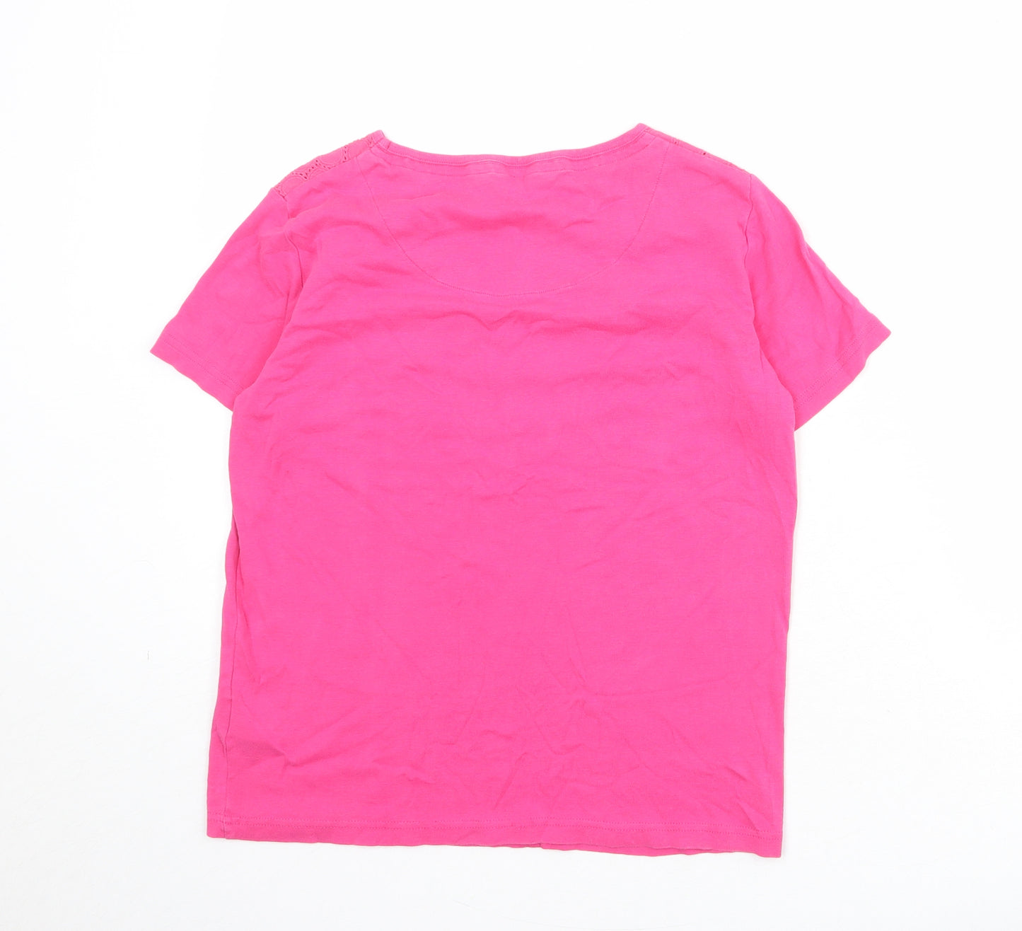 Maine Womens Pink 100% Cotton Basic T-Shirt Size 14 Round Neck