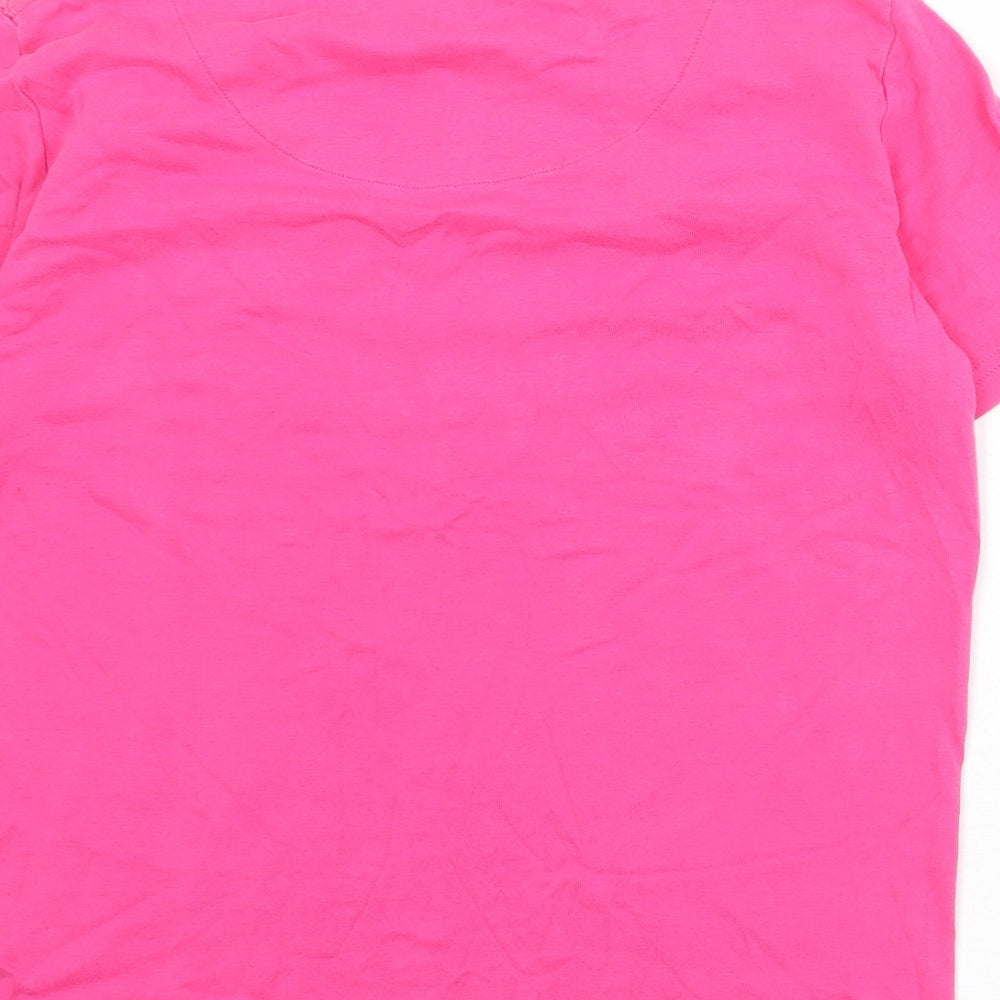 Maine Womens Pink 100% Cotton Basic T-Shirt Size 14 Round Neck
