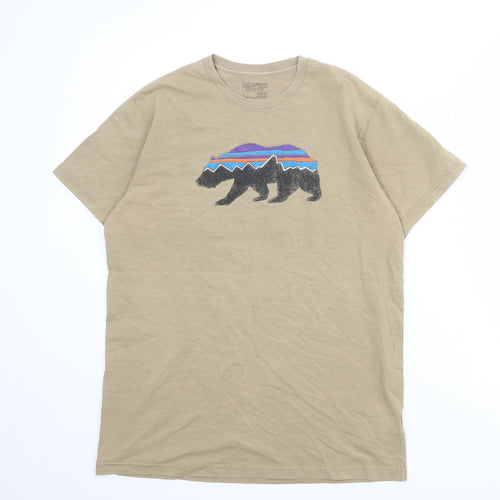 Patagonia Mens Brown Cotton T-Shirt Size L Round Neck