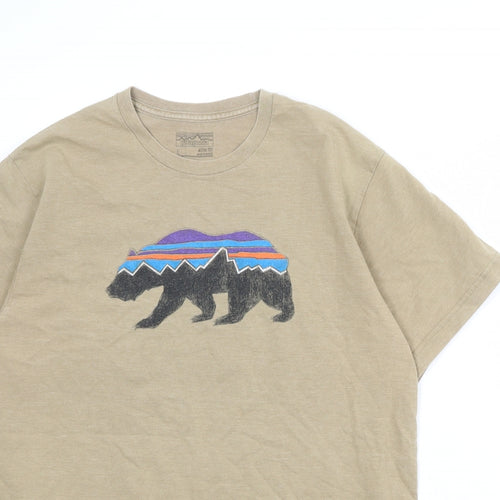 Patagonia Mens Brown Cotton T-Shirt Size L Round Neck