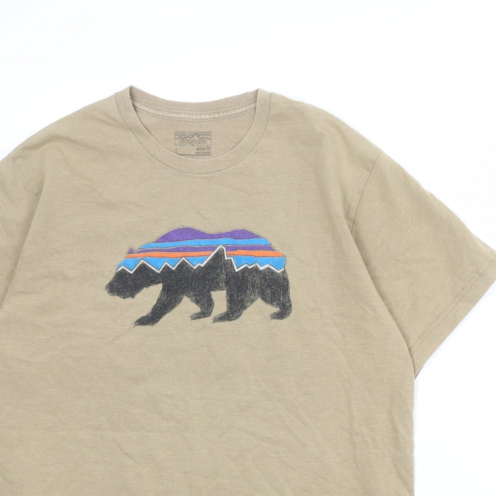 Patagonia Mens Brown Cotton T-Shirt Size L Round Neck