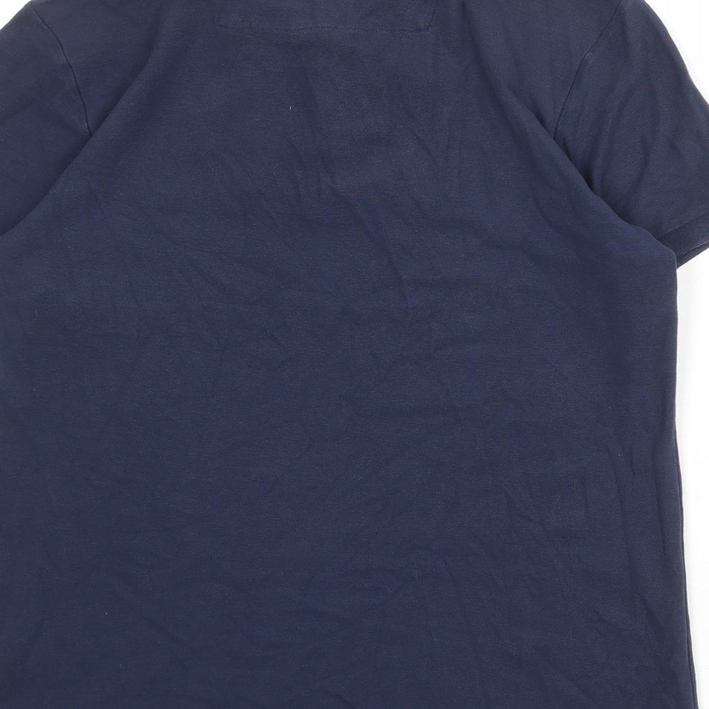 A.M London Mens Blue 100% Cotton Polo Size M Collared Button