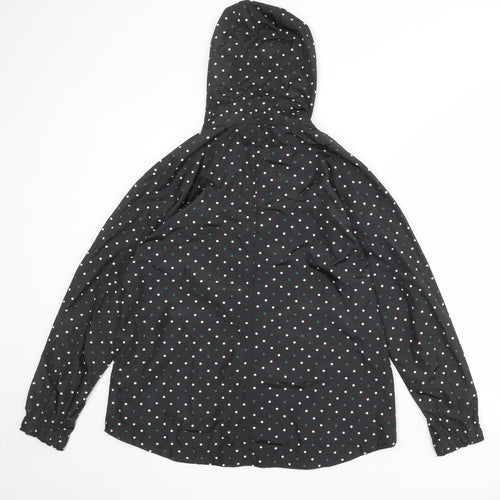 Fat Face Womens Black Polka Dot Rain Coat Coat Size 12 Zip
