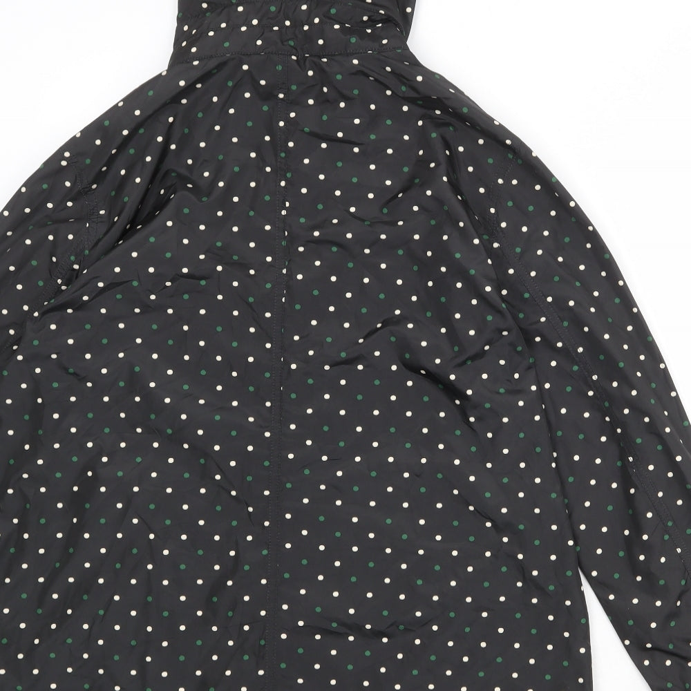 Fat Face Womens Black Polka Dot Rain Coat Coat Size 12 Zip