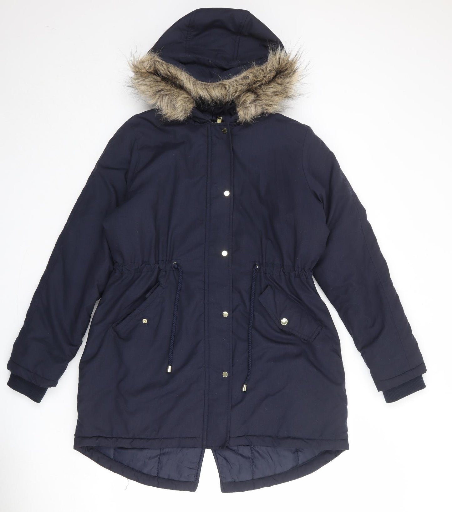 b.young Womens Blue Parka Coat Size 12 Zip