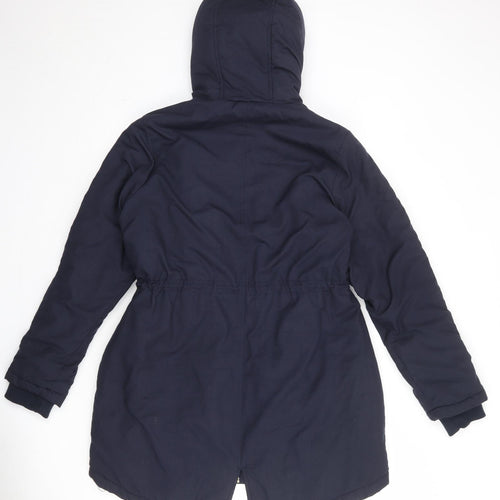 b.young Womens Blue Parka Coat Size 12 Zip